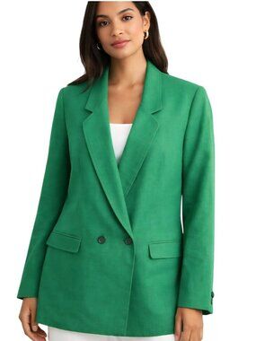 Boston Clipper Vintage Kelly Green Double-breasted Blazer Fully Lined Size 12
